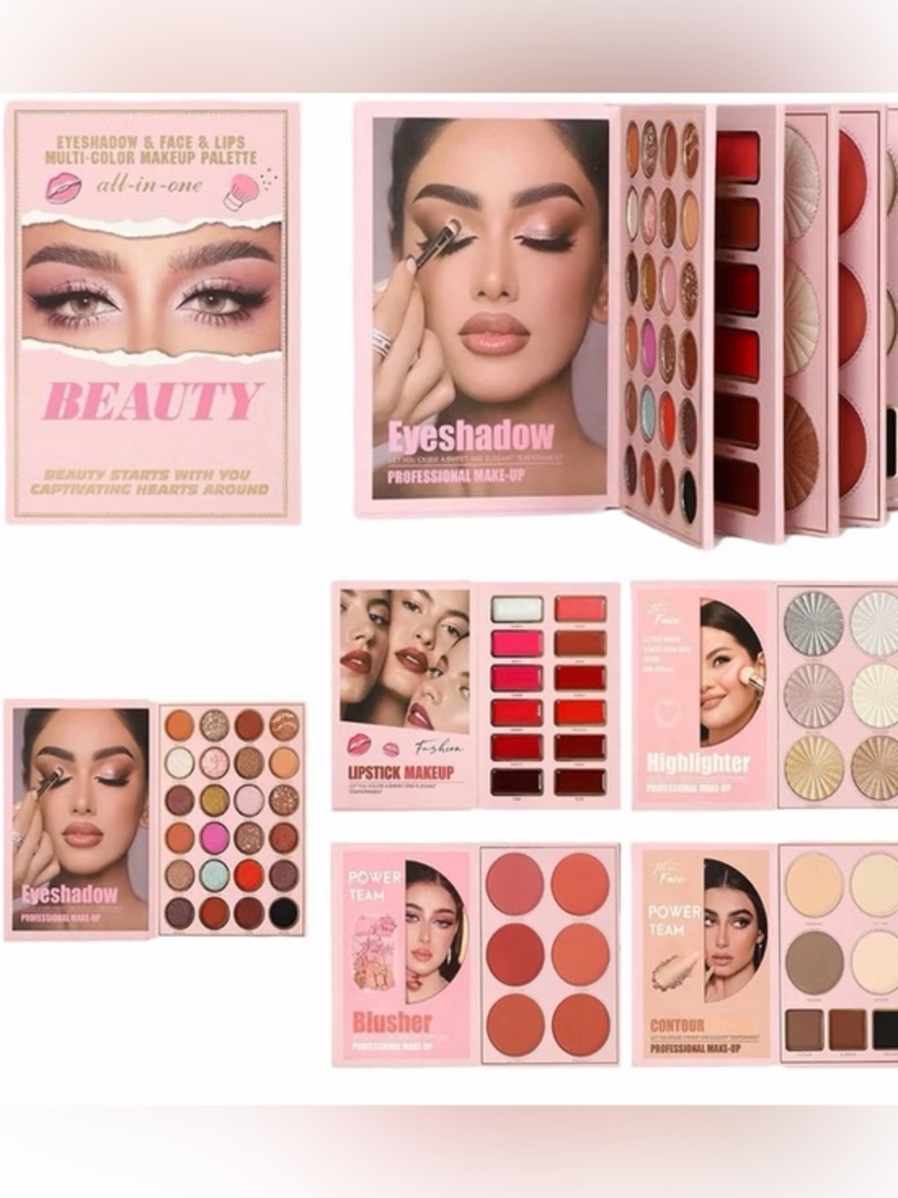 Pink All-in-One Eyeshadow & Face Palette — Pink Shades